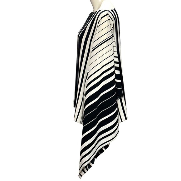 CCC Black White Chiffon Striped Cape Top Sleeveless City Chic Minimalist Styleco - Picture 3 of 9